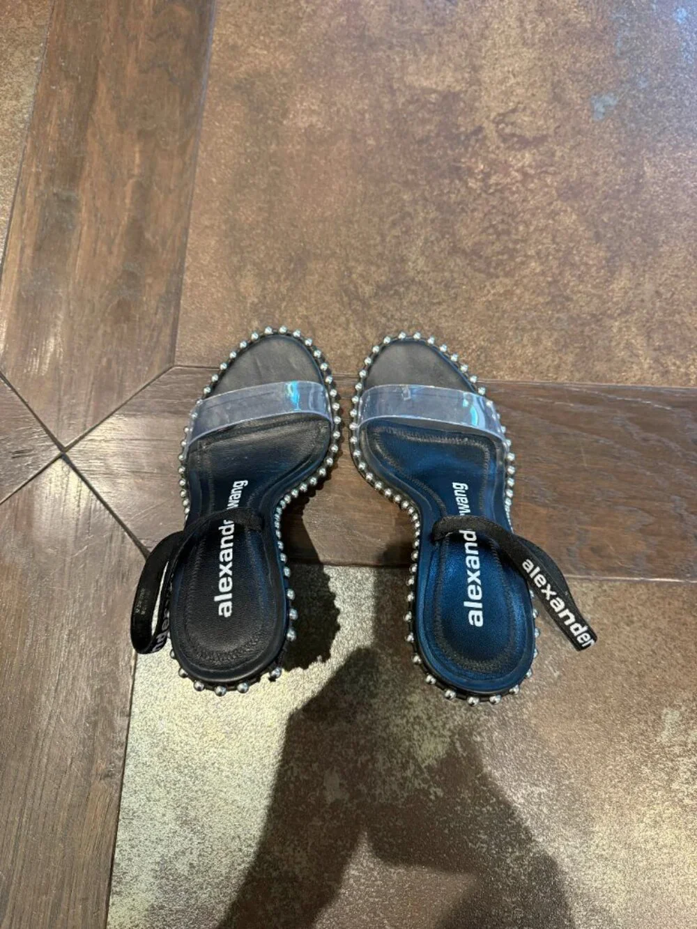 Alexander Wang Stud Nova Strap Sandal, 38 EU, Black